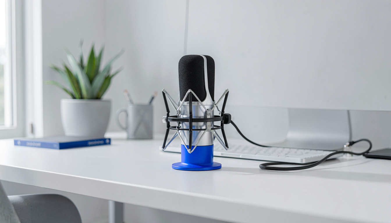 How to Choose a USB Microphone for Working from Home, close detail, soft focus background