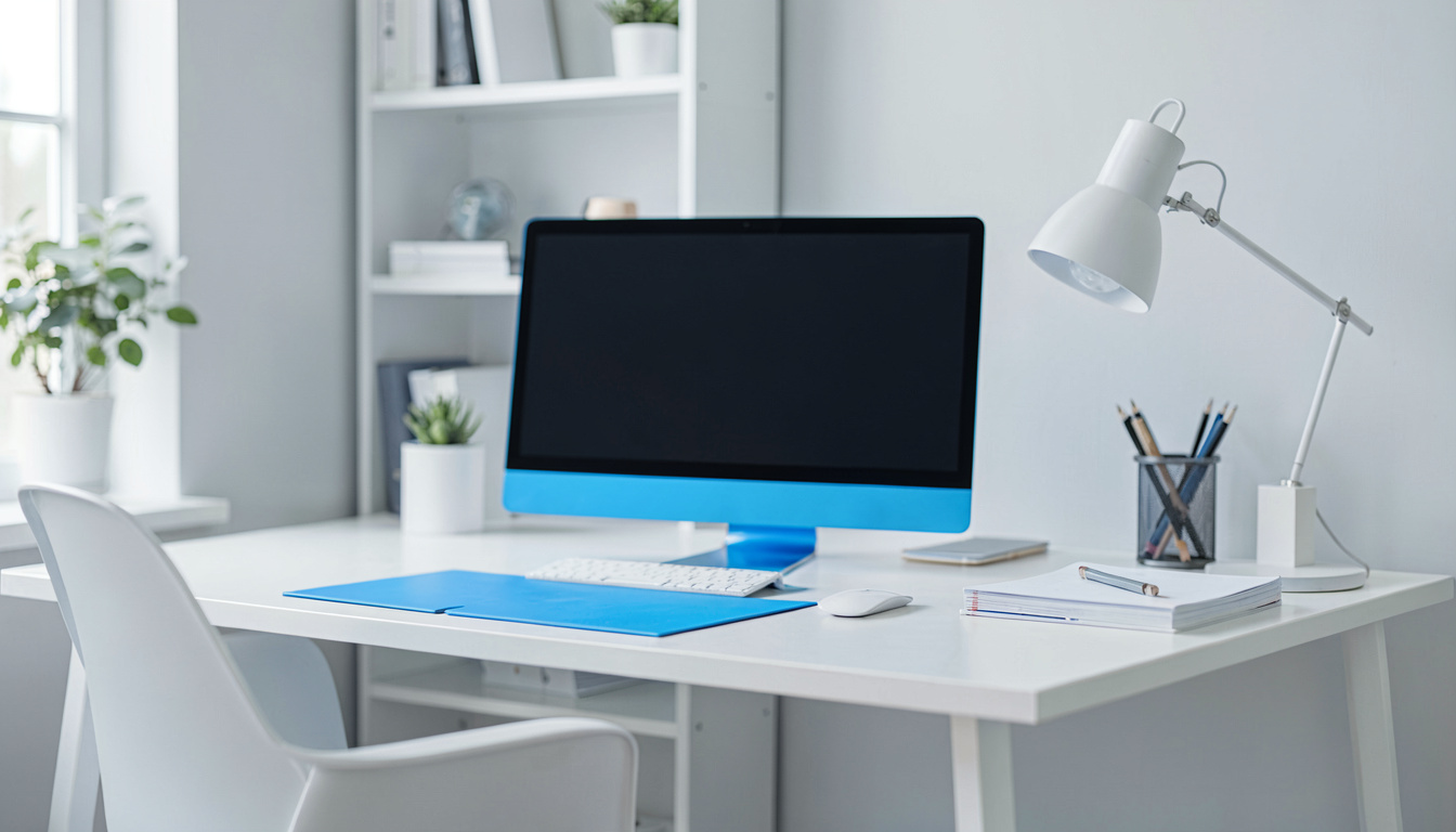 How to Organize Your Home Office Desk for Productivity, close detail, soft focus background