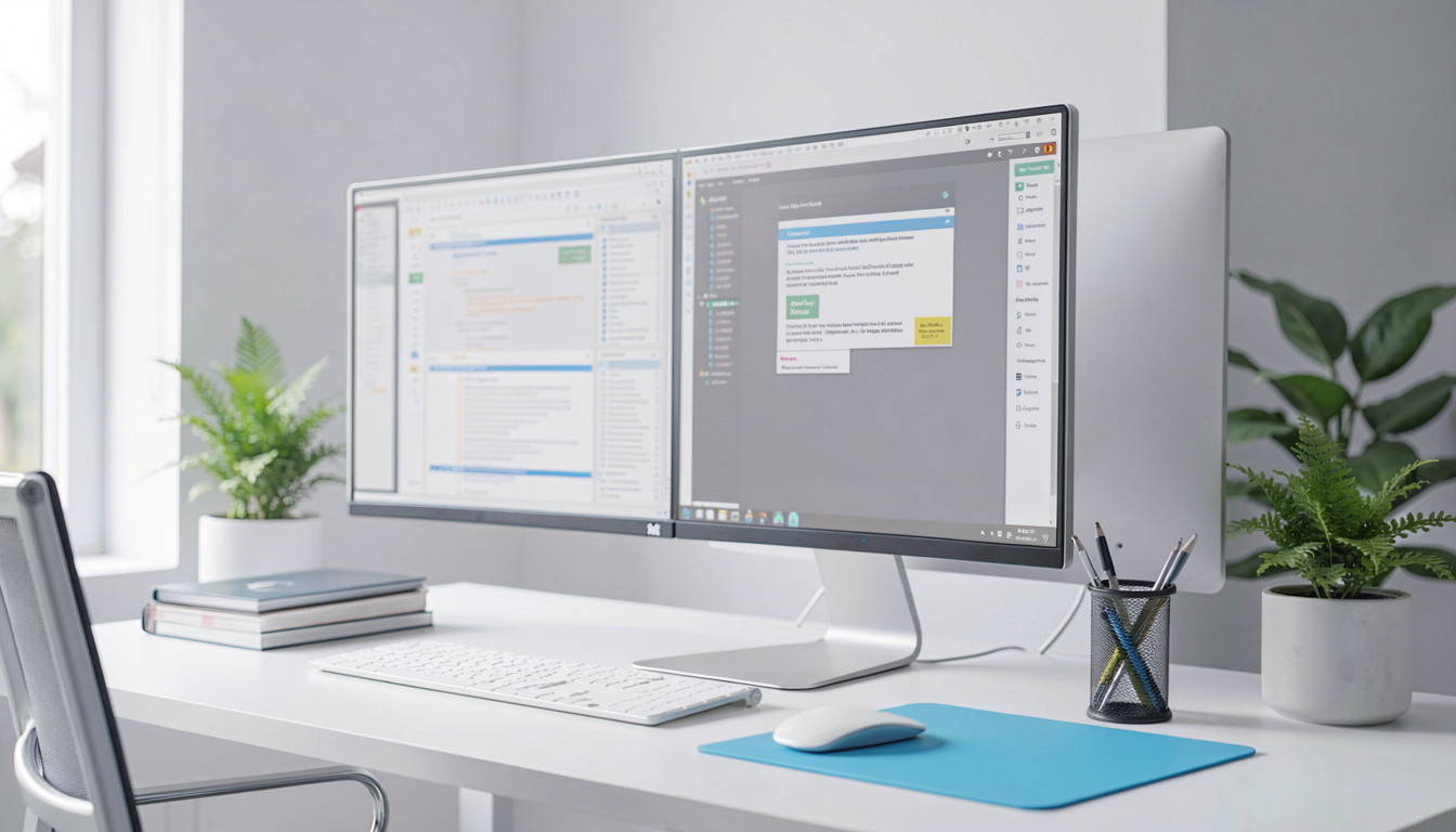 How to Set Up Dual Monitors for Home Office, close detail, soft focus background
