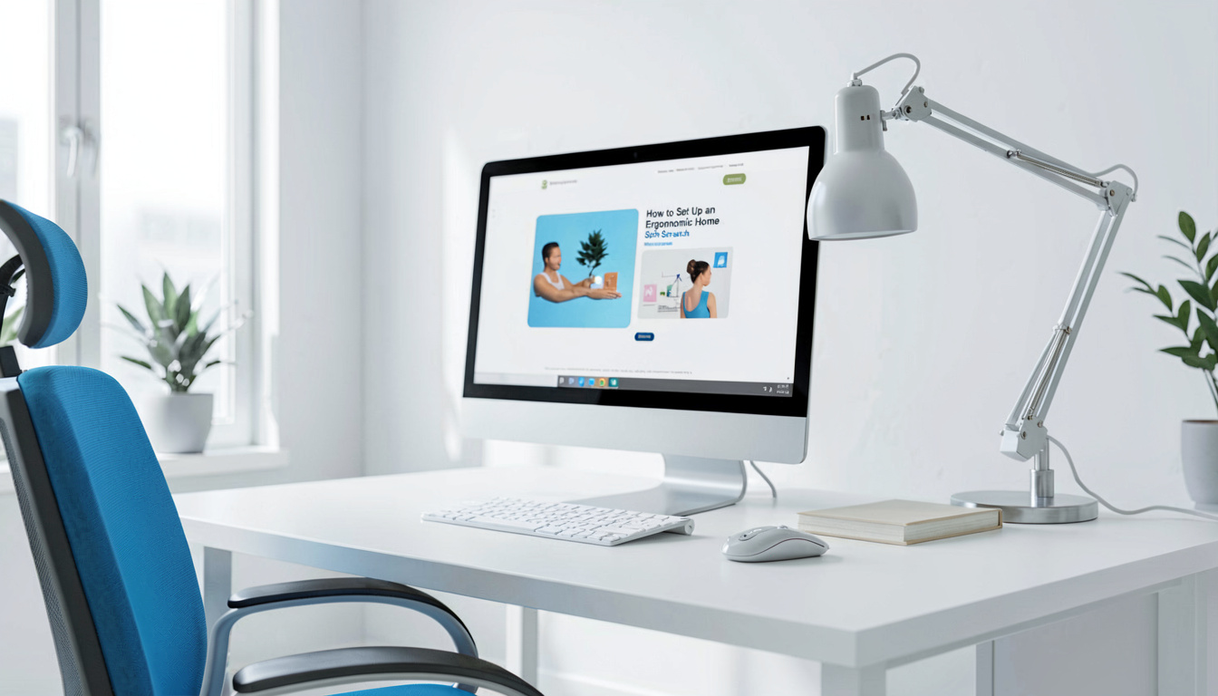 How to Set Up an Ergonomic Home Office from Scratch, close detail, soft focus background